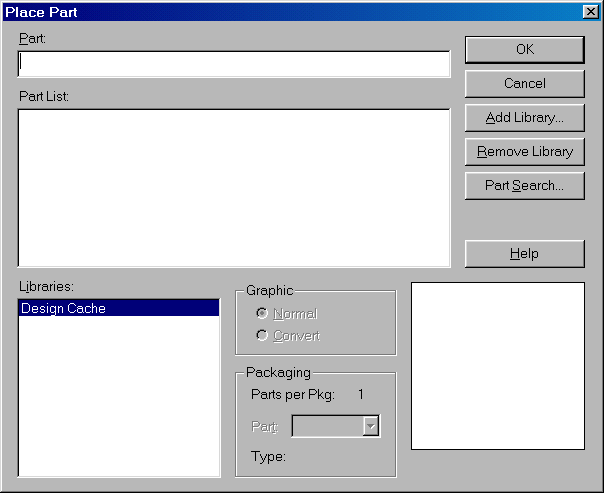 OrCAD Place Part dialogue